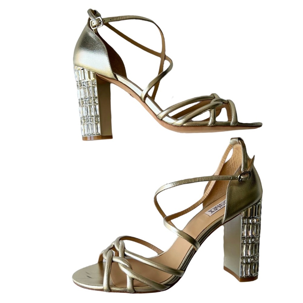 Badgley Mischka Soria Metallic Rhinestone Heels | 9 - Picture 5 of 11
